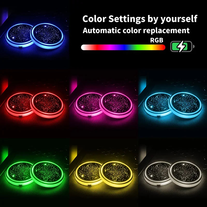 LumeRide LED Car Cupholder Coasters